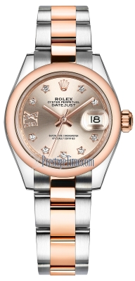 Rolex Lady Datejust 28mm Stainless Steel and Everose Gold 279161 Sundust 17 Diamond Oyster